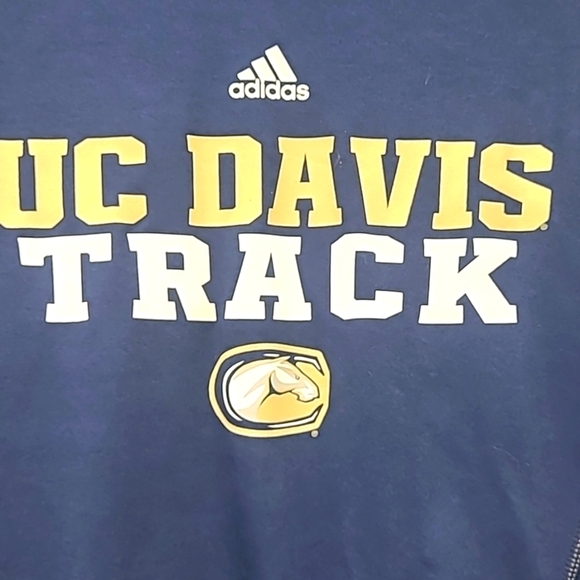Adidas Climalite UC Davis track Navy long sleeve t-shirt Lightweight Wicking EUC - Picture 4 of 9